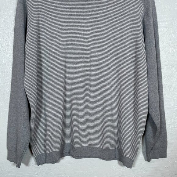 Peter Millar Men L Gray Stripe Crown Sport Sweater Crewneck Silk Cashmere Blend - Picture 2 of 9